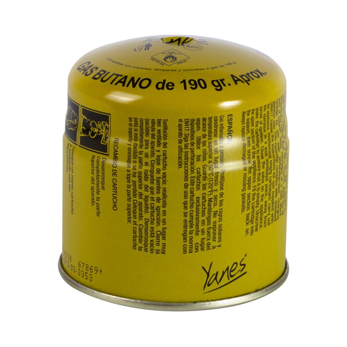 YANES - GAS BUTANO 190 GRAMOS CON VALVULA YANES-MIMBRAL