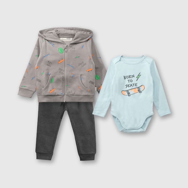 COLLOKY - Set Poleron/Body Niño Gris 53118 Colloky