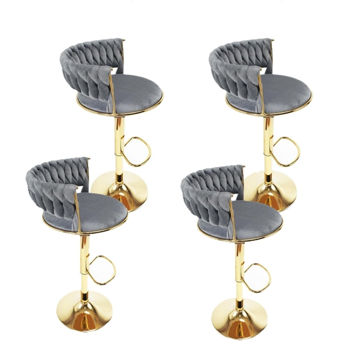 CORI CORI - Pack 4 Taburetes Queen Velvet Gold Gris