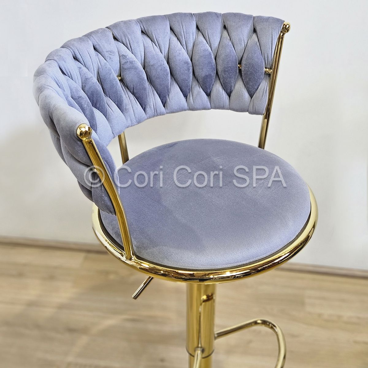 CORI CORI - Pack 4 Taburetes Queen Velvet Gold Gris