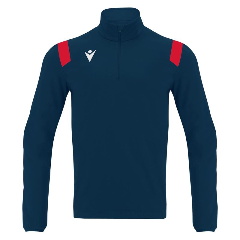 MACRON - Polerón 1/4 Zipper Gange Macron Azul Marino-Rojo