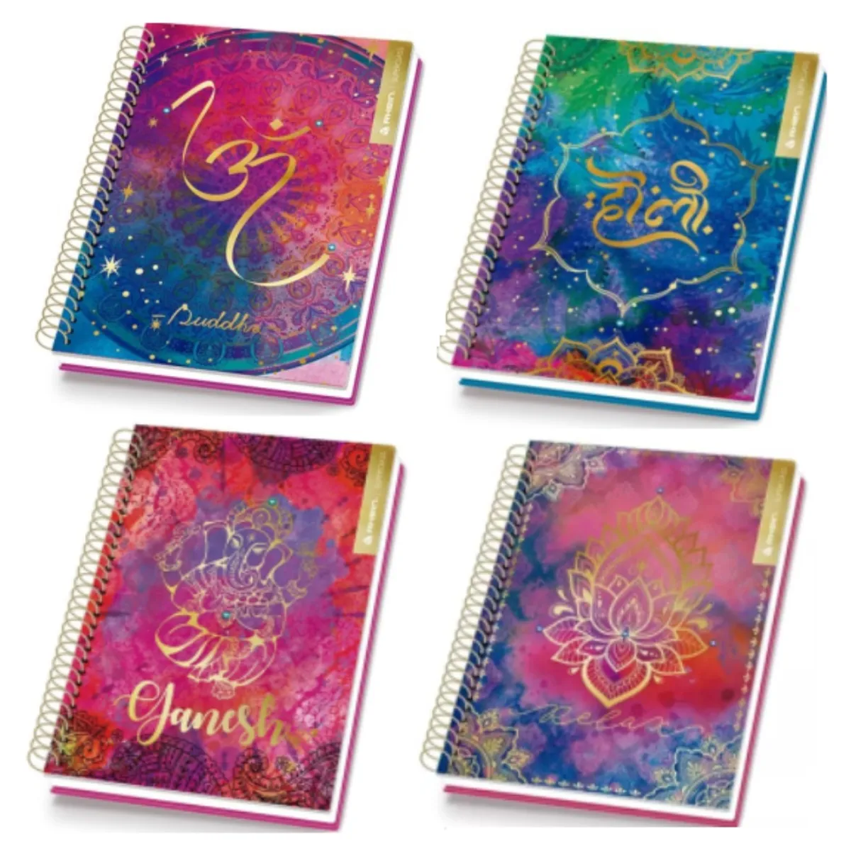 RHEIN - Pack 5 Cuadernos India Medio Oficio 120 Hojas Tapa Dura