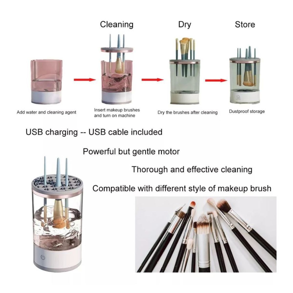 GENERICO - Maquina Limpiadora De Brochas De Maquillaje Automático