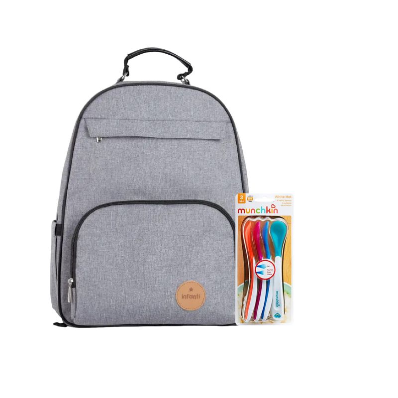 INFANTI - Pack Mochila maternal Oak más Set de cucharas con sensor