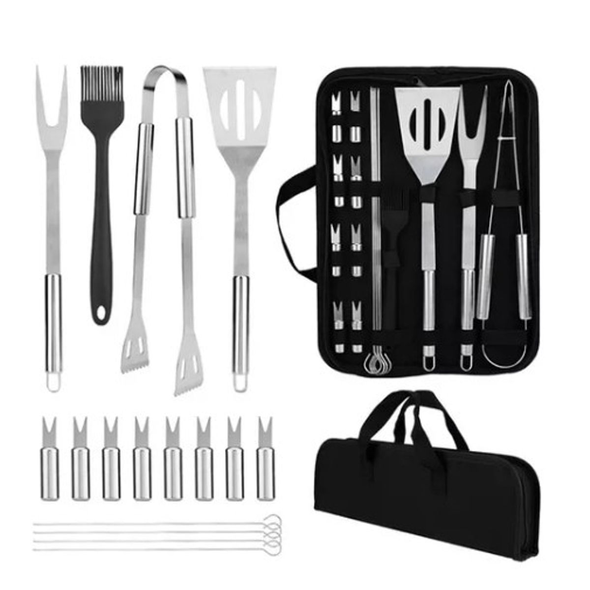 GENERICO - Set Parrillero Asado 16 Pcs Kit Accesorios Parrilla Barbacoa
