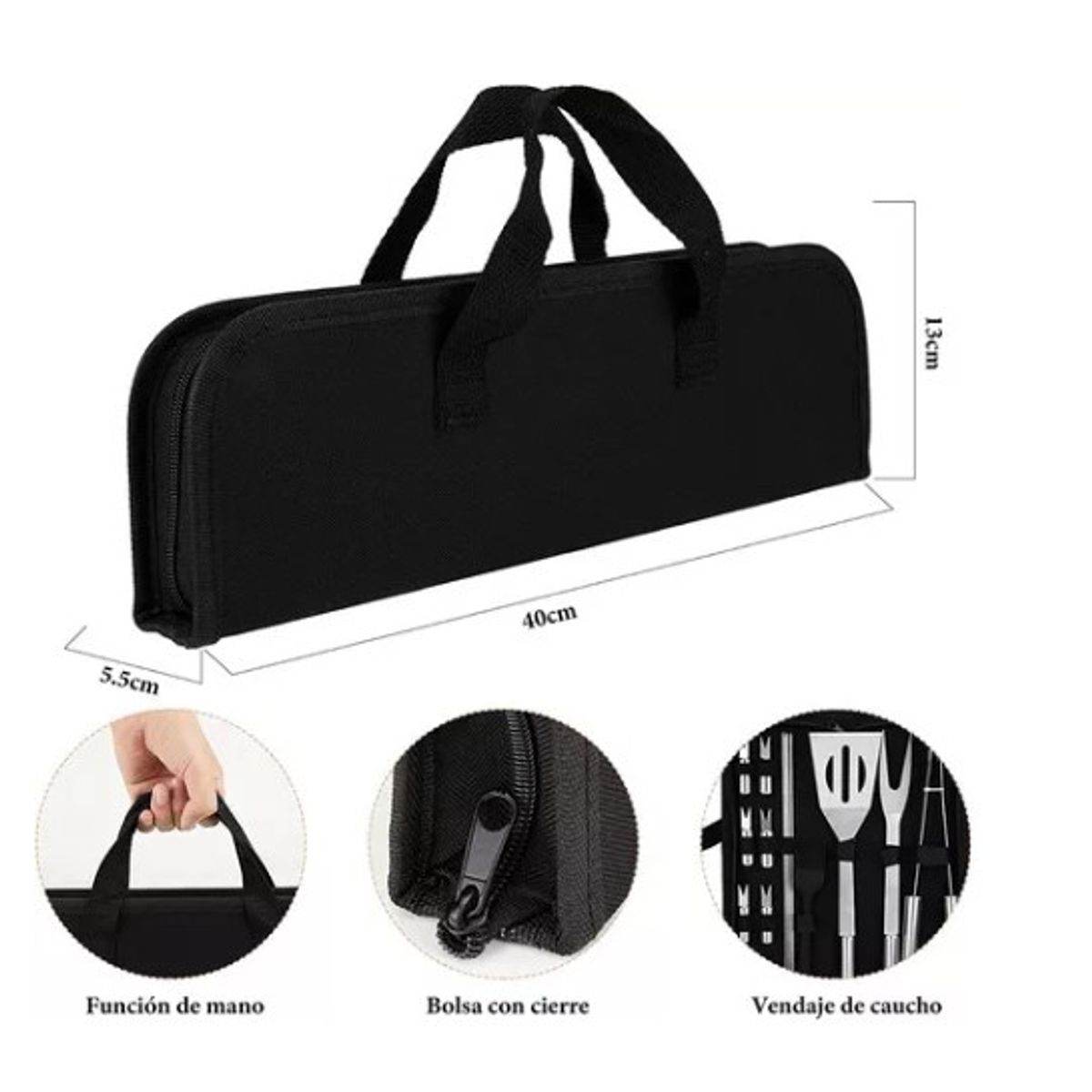 GENERICO - Set Parrillero Asado 16 Pcs Kit Accesorios Parrilla Barbacoa