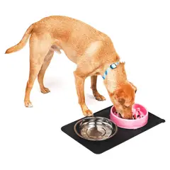PETPAL - Plato Comida Perro Mascota Set Comedero + Mat - Rosa