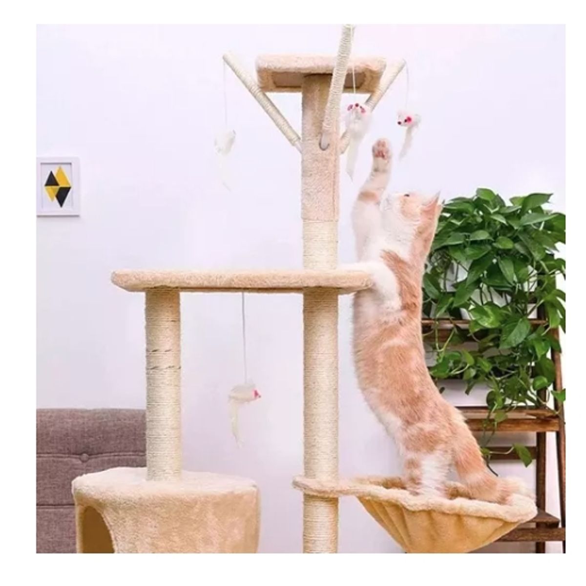 GENERICO - Torre Arbol Con Casa Rascador Juguete De Gatos Terciopelo