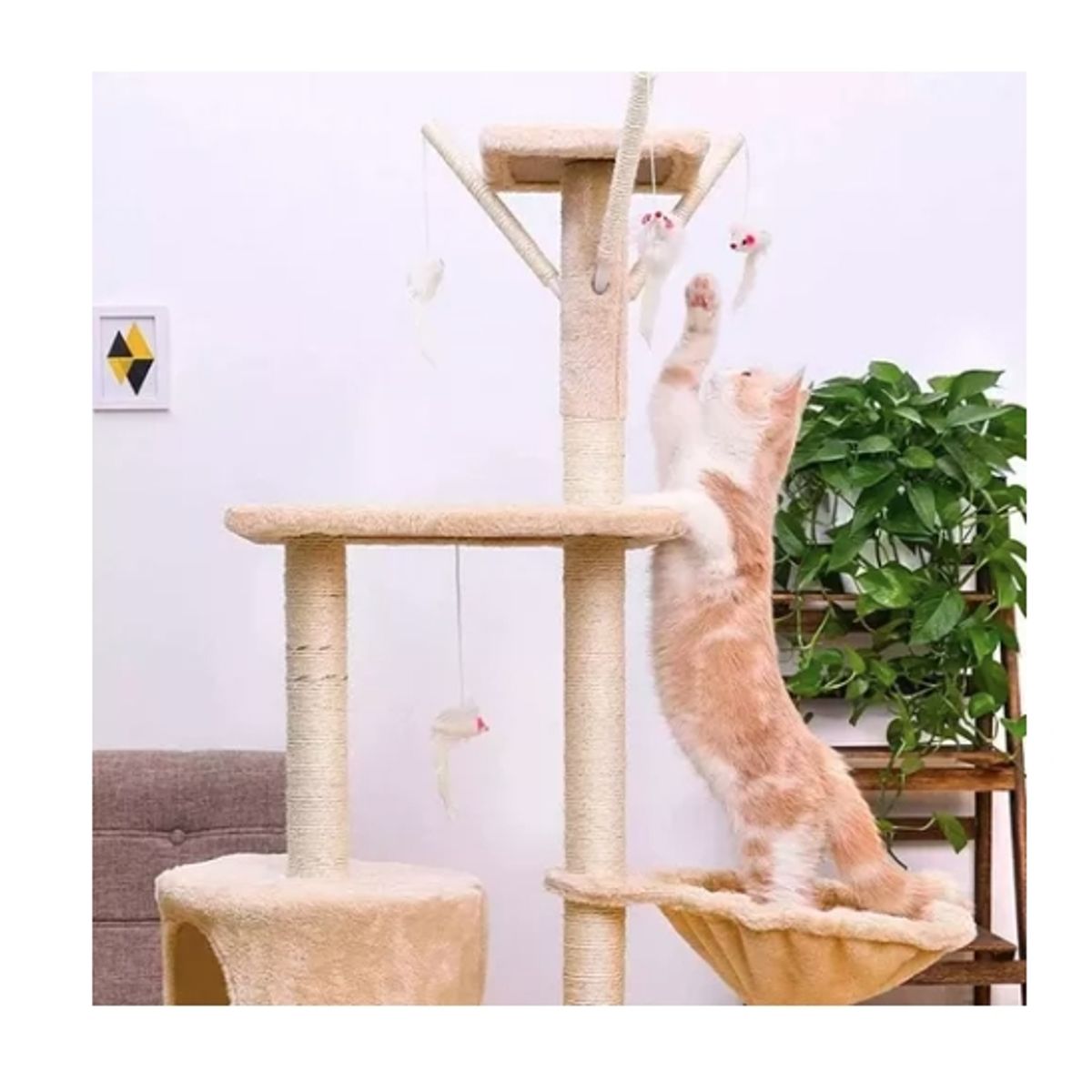 GENERICO - Torre Arbol Con Casa Rascador Juguete De Gatos Terciopelo