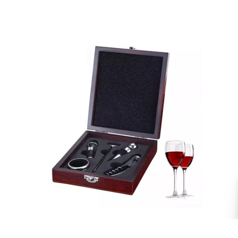 GENERICO - Kit Sacacorchos De Vino Accesorios Acero 5 Piezas - Box