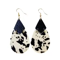 GLORIAHOON - Aros Pu Cuero De Vaca Forma De Gota