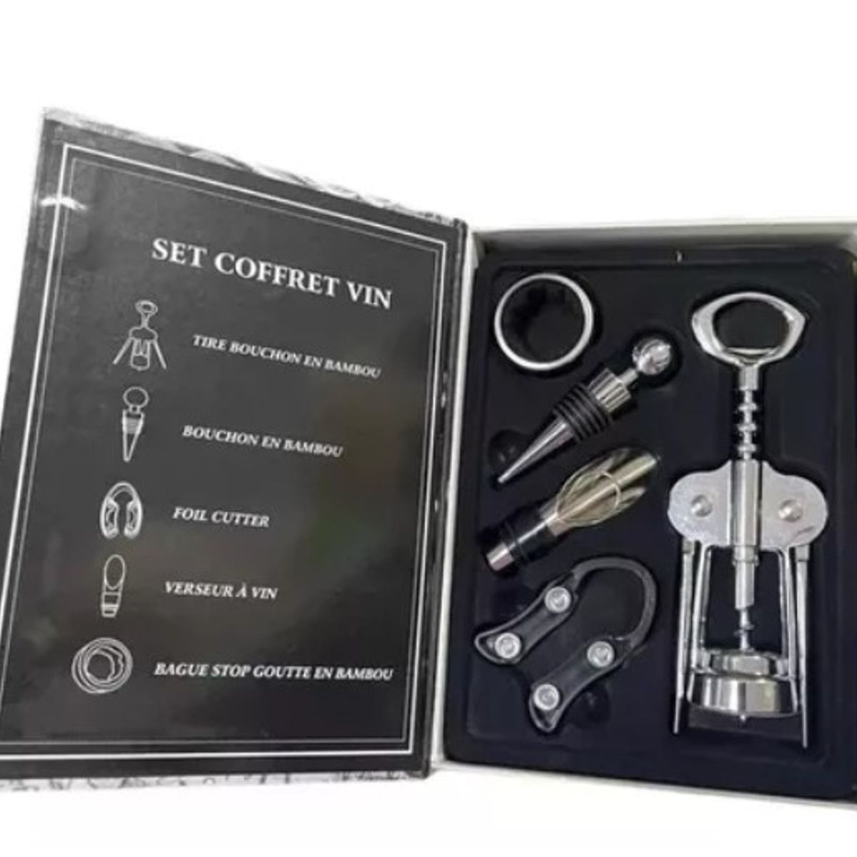 GENERICO - Set Destapador Sacacorcho Botella De Vino - Acero - 5 Piezas