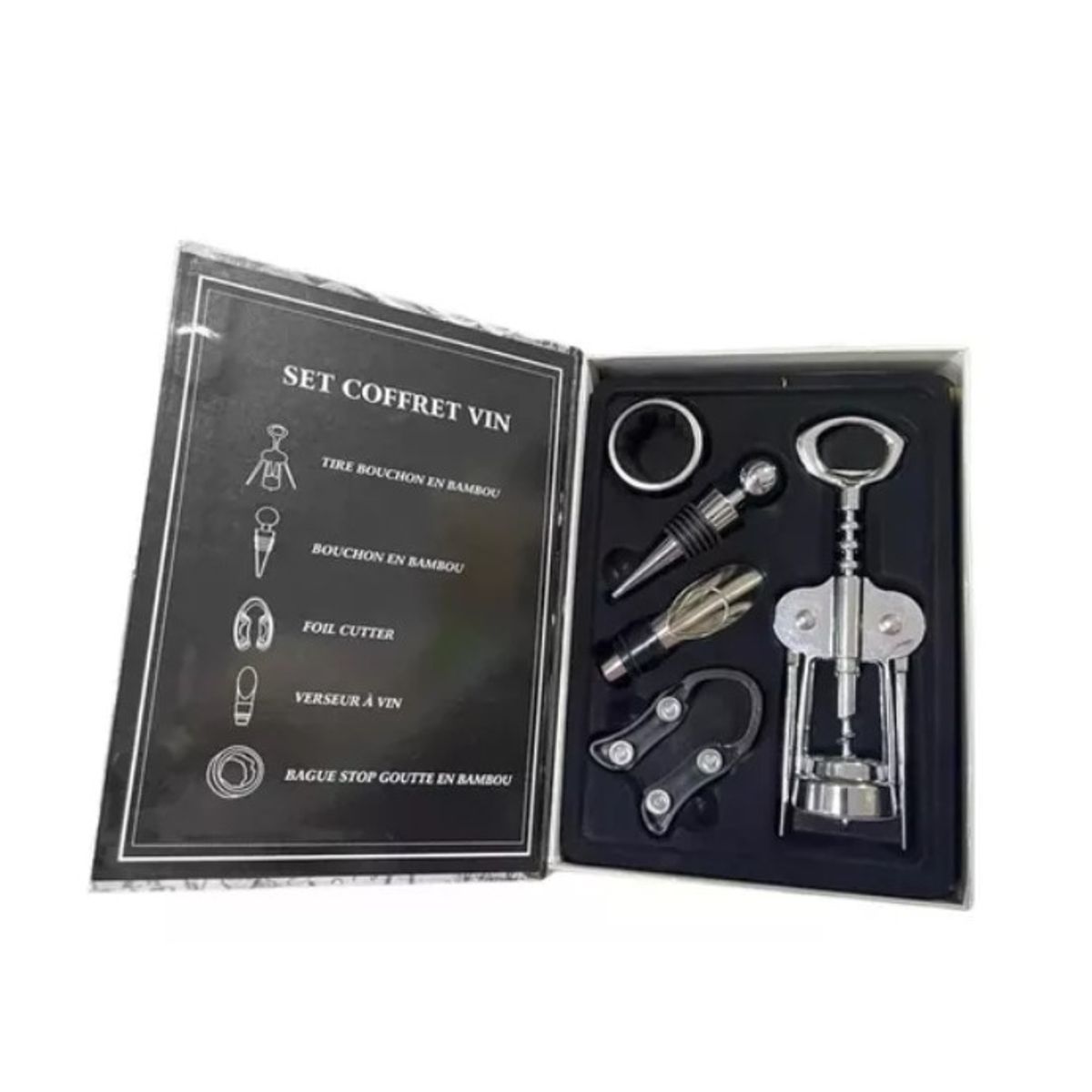 GENERICO - Set Destapador Sacacorcho Botella De Vino - Acero - 5 Piezas