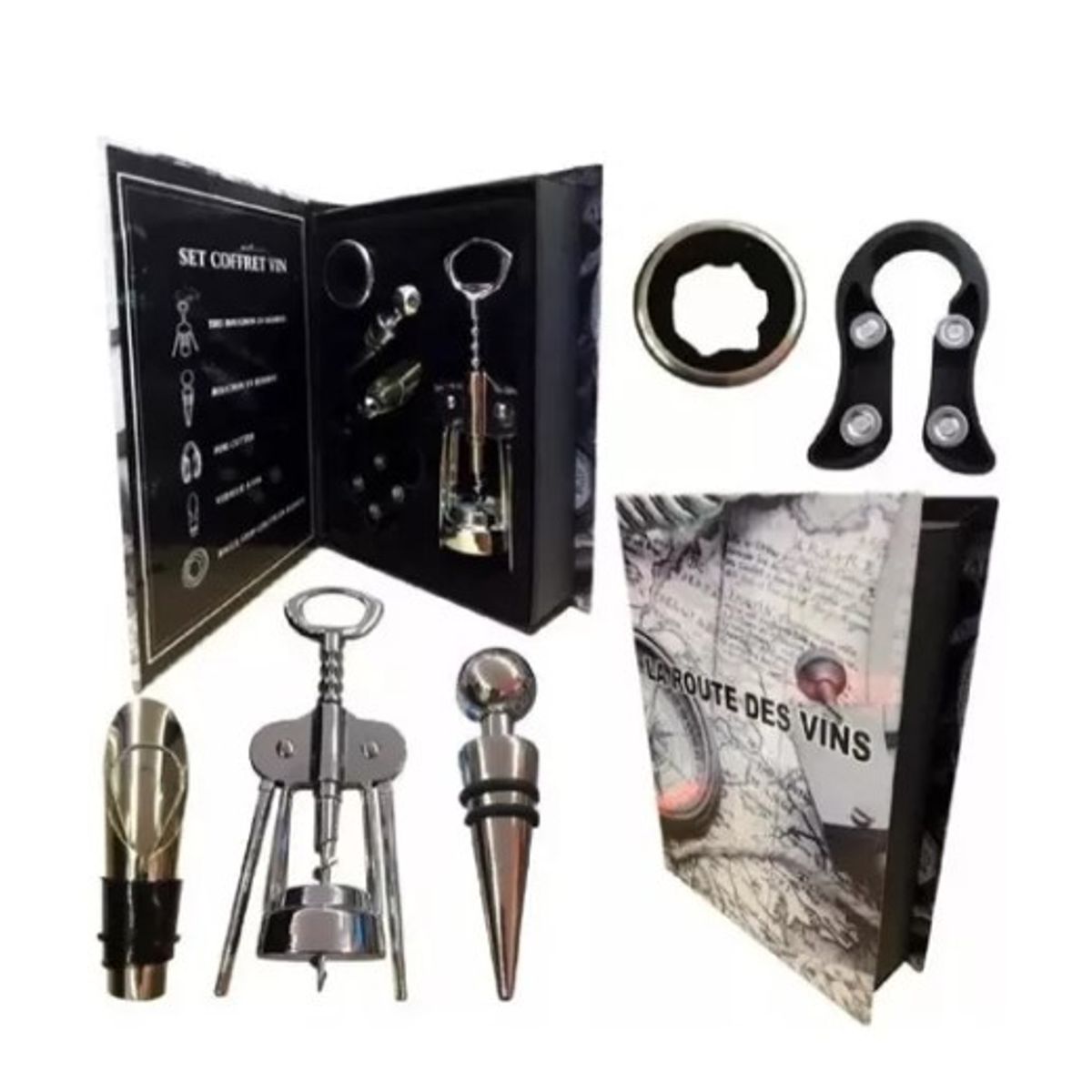 GENERICO - Set Destapador Sacacorcho Botella De Vino - Acero - 5 Piezas