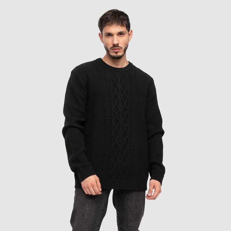 BUBBA - Sweater Mixed Braided  Black Bubba
