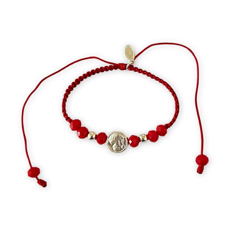 GENERICO - Pulsera Hilo Rojo San Benito Protección Plata Ley 925 +caja