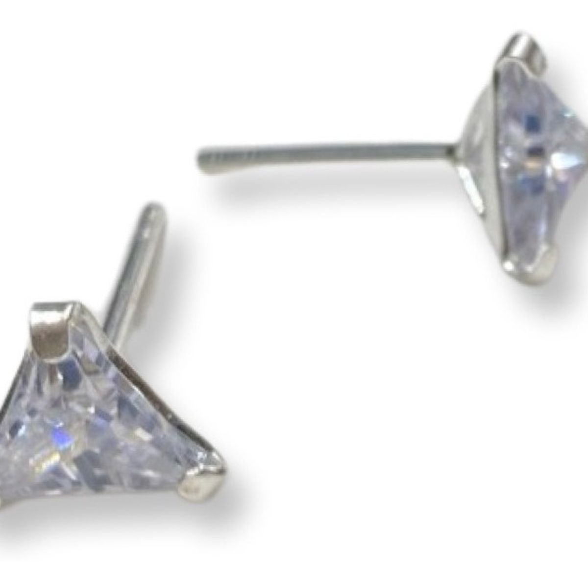 GENERICO - Aro Triangulo Circon Blanco Plata Ley Italiana 925 + Caja