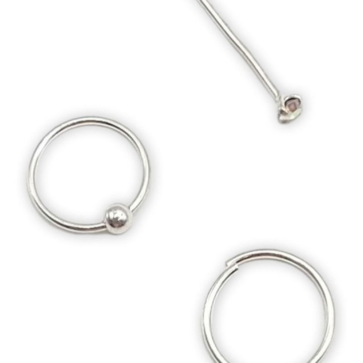 GENERICO - Pack 3 Piercing Nariz Argollabolita Circon Argolla 8mm Plata