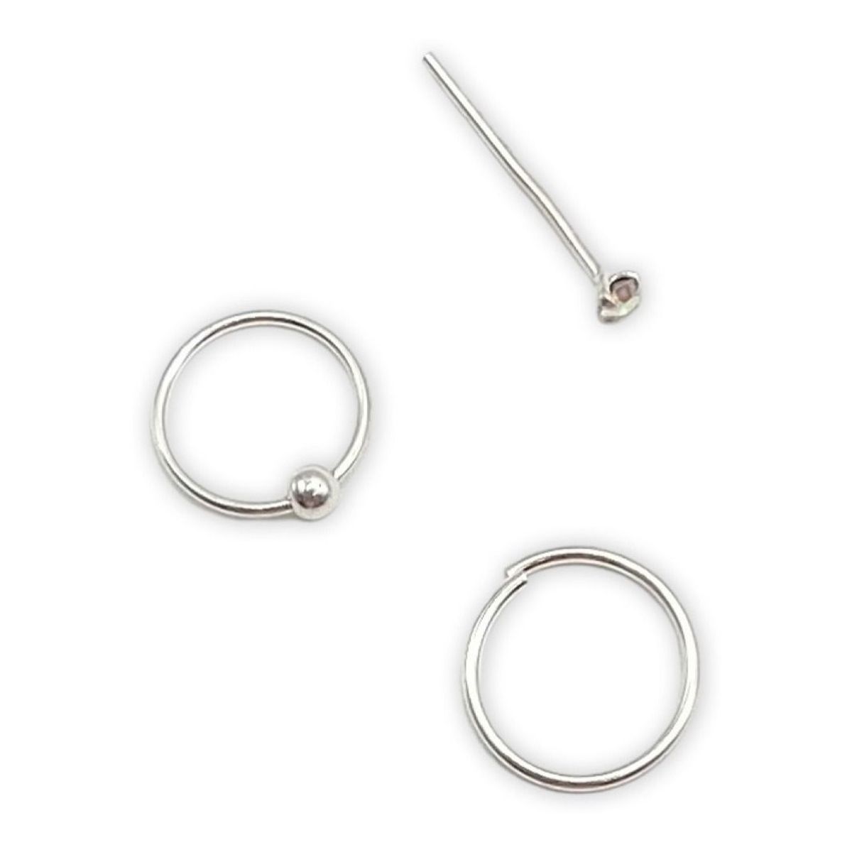 GENERICO - Pack 3 Piercing Nariz Argollabolita Circon Argolla 8mm Plata