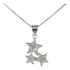 GENERICO - Collar Estrellas Circones Plata Ley 925 Mas Estuche
