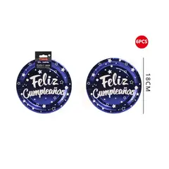 GENERICO - Platos Azul Briillante Con Frase 6Pcs 18Cm