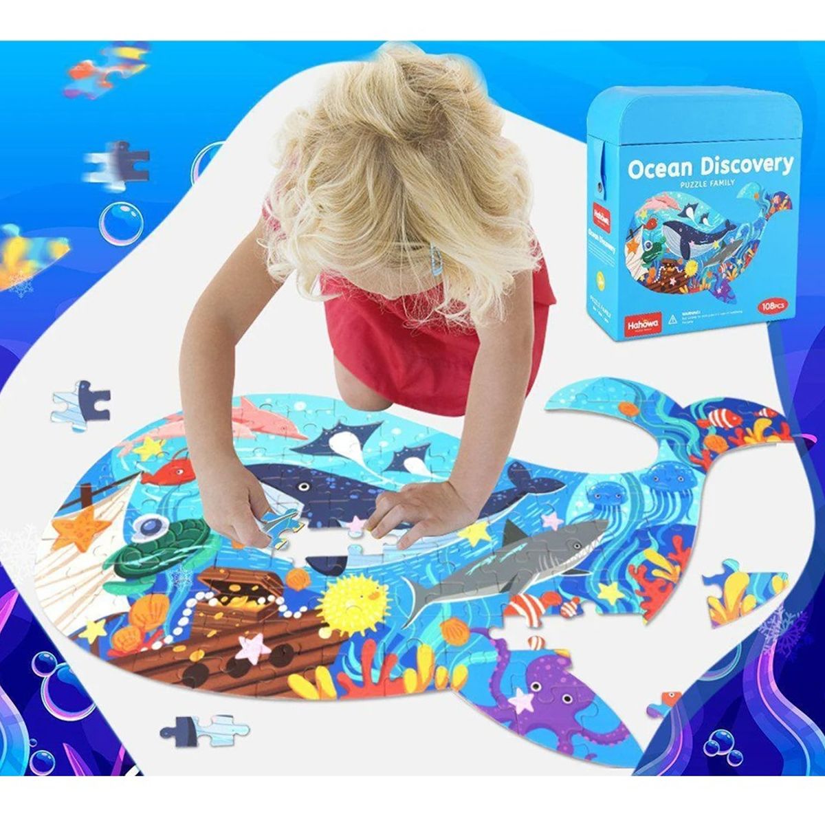 GENERICO - Maleta De Puzzle Animales Del Oceano 108pcs rompecabeza