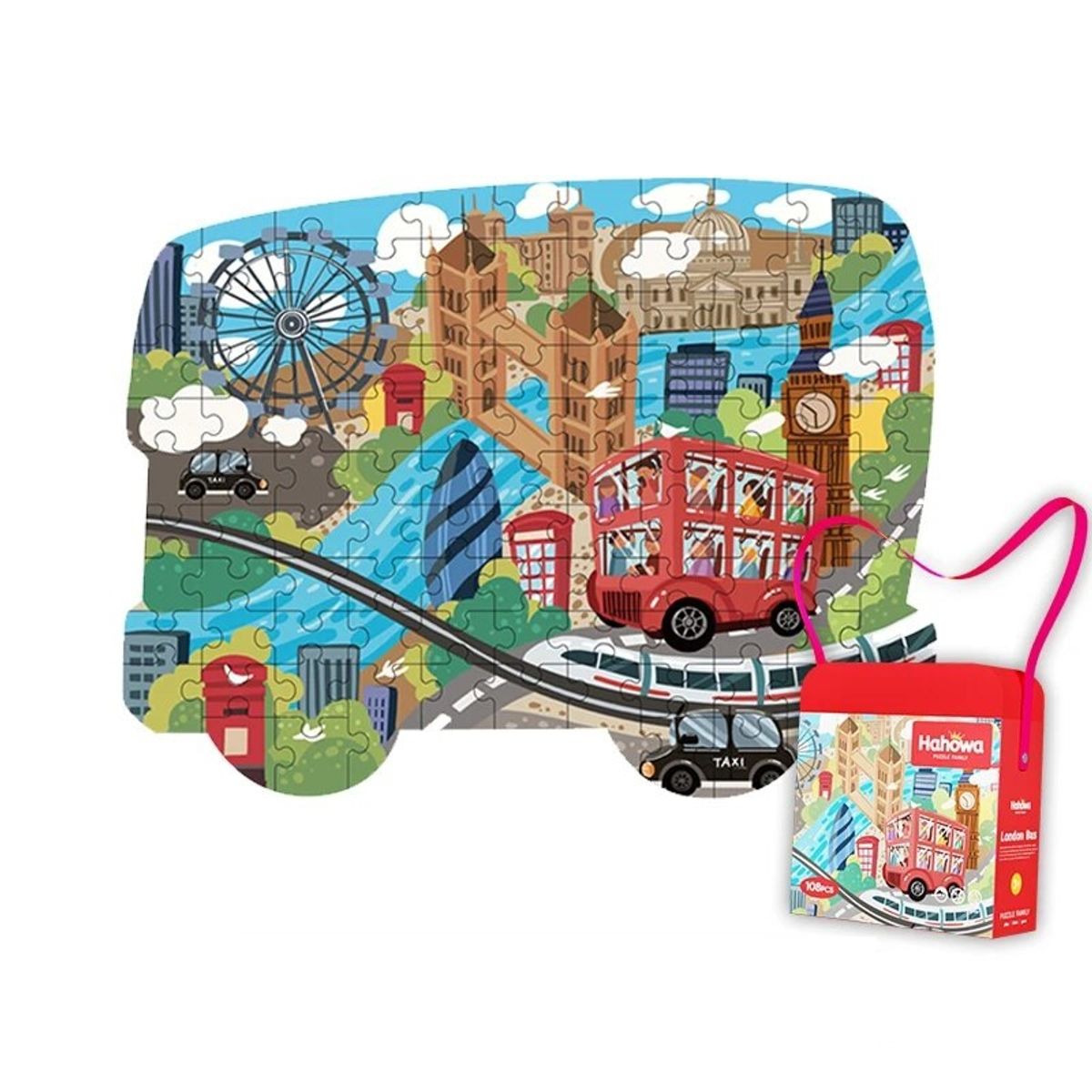 GENERICO - Maleta Puzzles Bus De Londres De 108pcs Rompecabezas