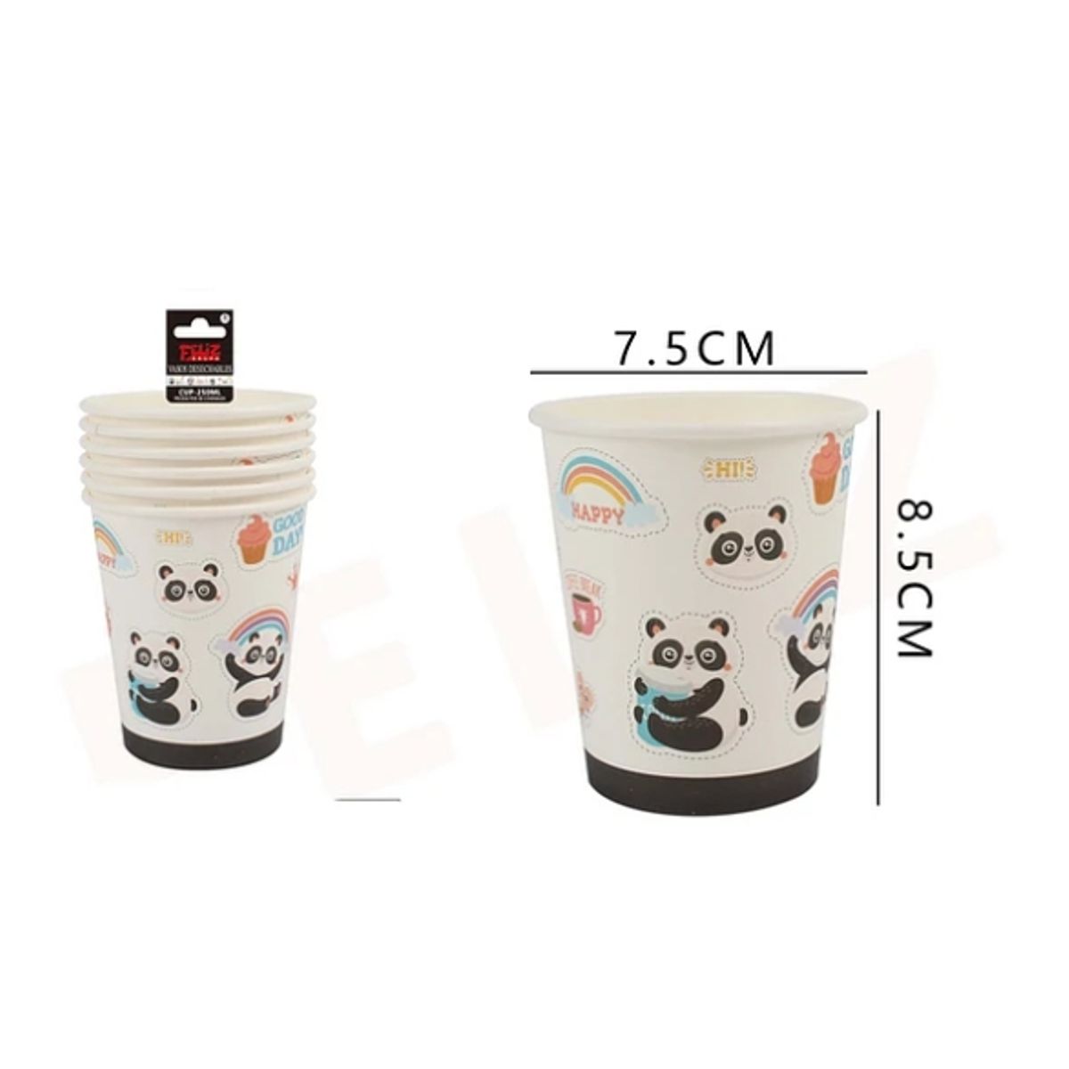 GENERICO - Vasos Desechables Panda 6Pcs