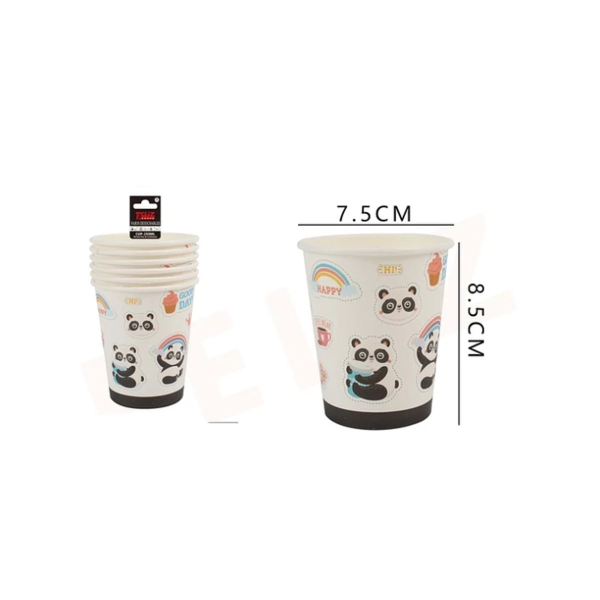 GENERICO - Vasos Desechables Panda 6Pcs