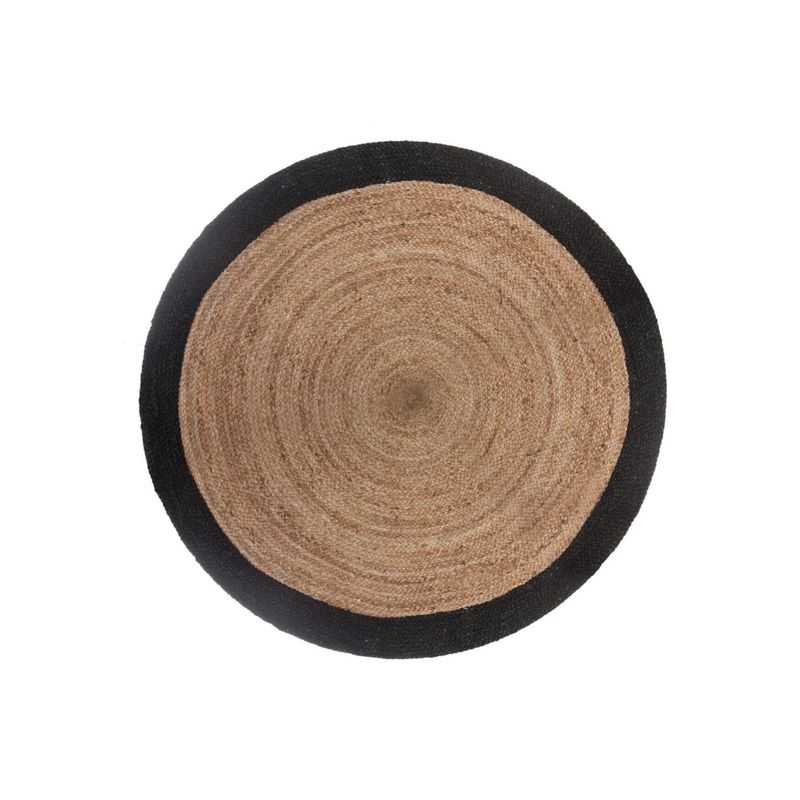 ATMOSPHERA - ALFOMBRA YUTE REDONDA CON BORDE NEGRO 120cm ATMOSPHERA