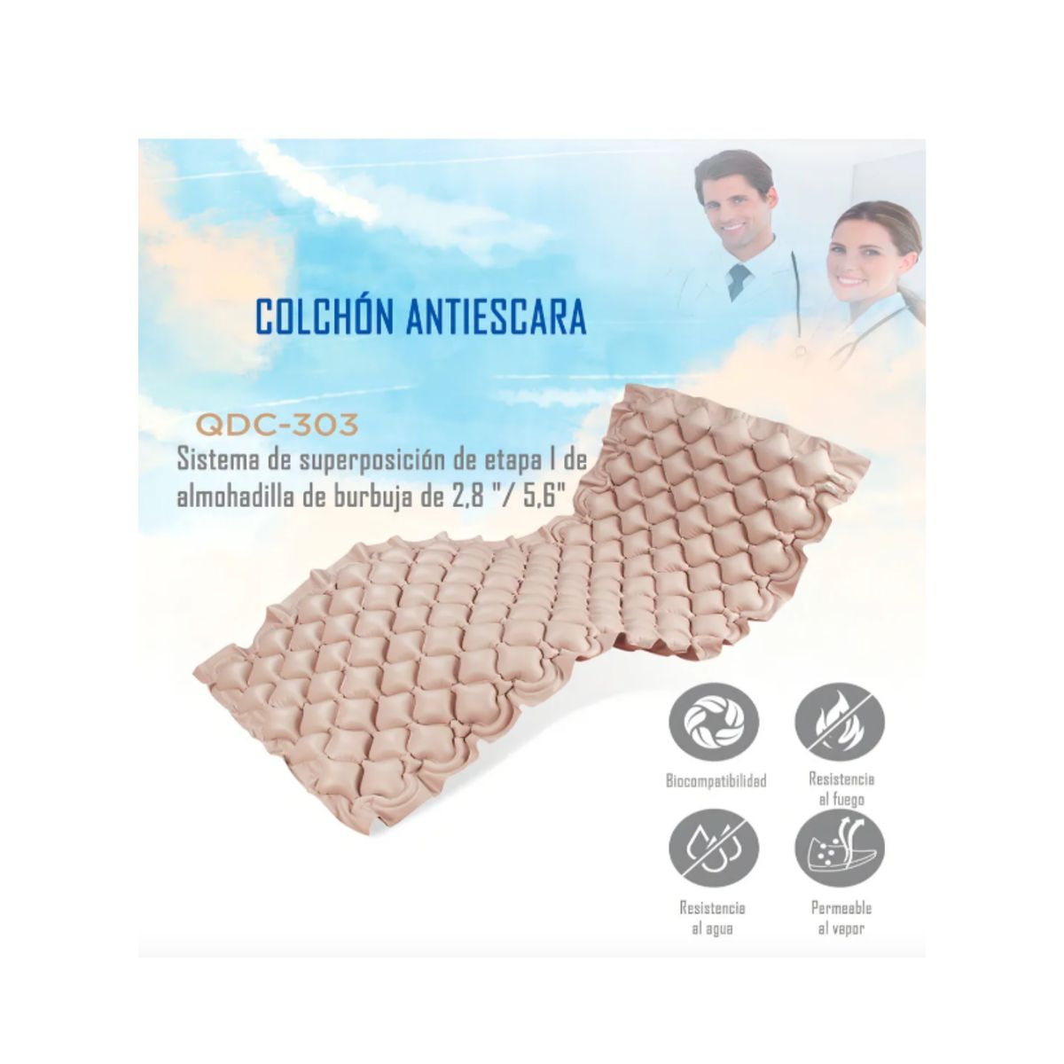 GENERICO - Colchón Antiescaras De 1 Plaza Con Bomba Silenciosa