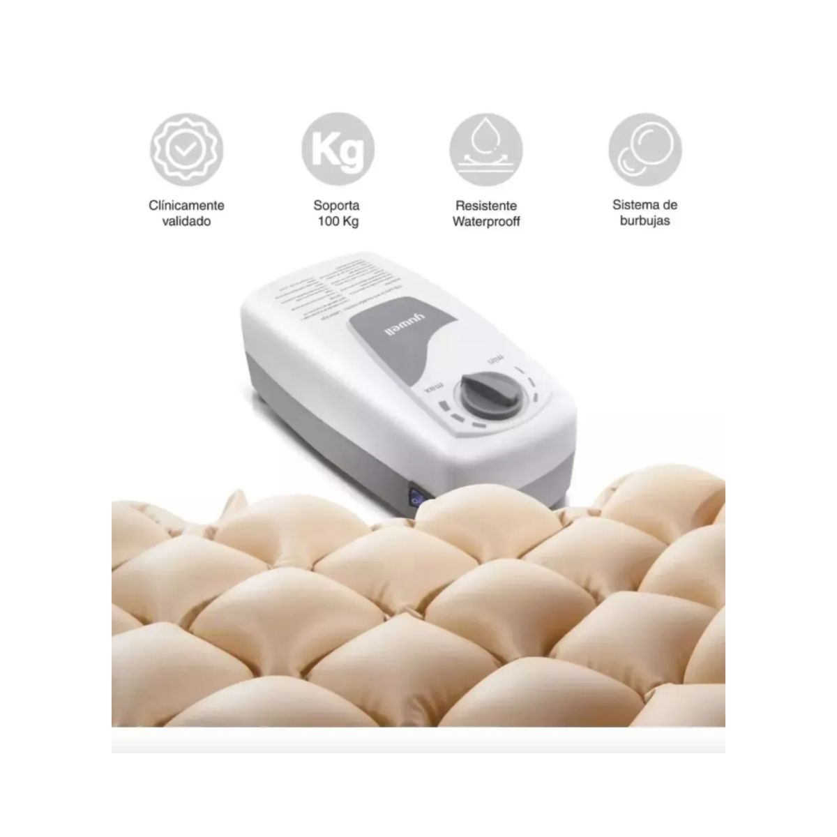 GENERICO - Colchón Antiescaras De 1 Plaza Con Bomba Silenciosa