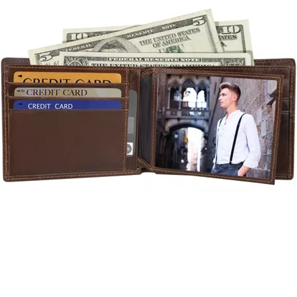 GENERICO - Cartera Antirrobo Para Hombre Billetera Rfid Cuero