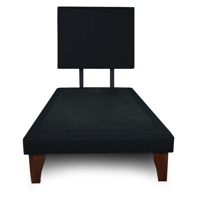 GENERICO - Base Cama Europea 1.5 Plazas Con Respaldo Negro Liso