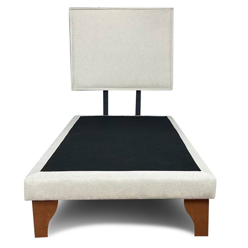 GENERICO - Base Cama Europea 1.5 Plazas Con Respaldo Beige Liso