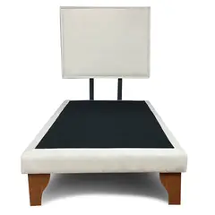 GENERICO - Base Cama Europea 1.5 Plazas Con Respaldo Beige Liso