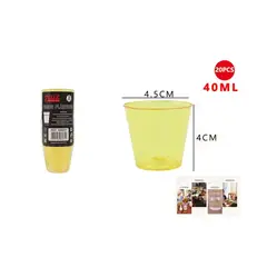 GENERICO - Vasos Plásticos Shot Amarillo 40ML 20Pcs