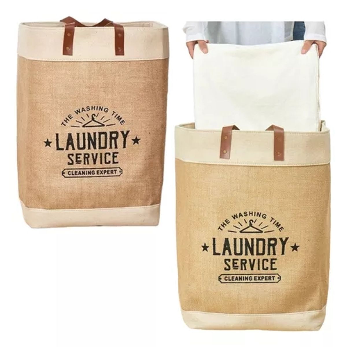 GENERICO - Canasto Para Ropa Con Asas Color Beige