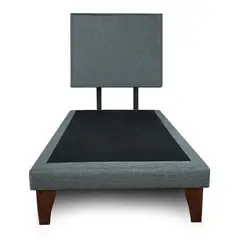 GENERICO - Base Cama Europea 1.5 Plazas Con Respaldo Gris Liso