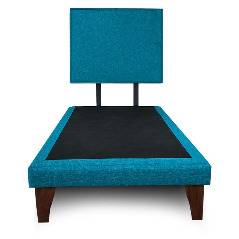 GENERICO - Base Cama Europea 1.5 Plazas Con Respaldo Turquesa Liso