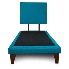 GENERICO - Base Cama Europea 1.5 Plazas Con Respaldo Turquesa Liso