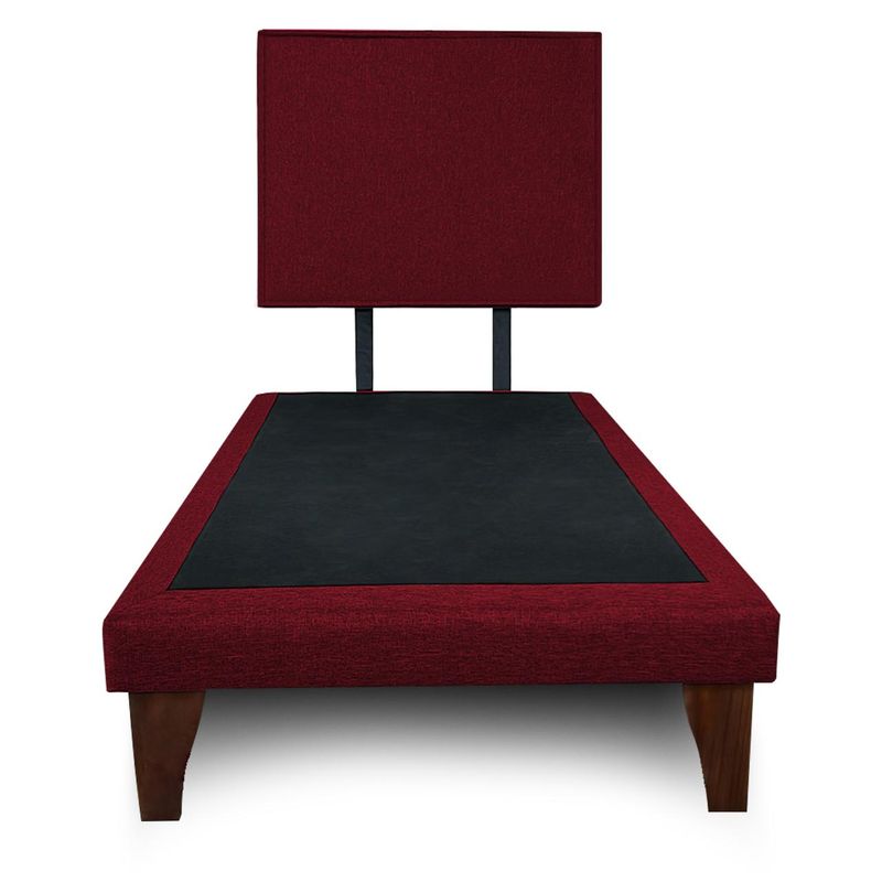 GENERICO - Base Cama Europea 1.5 Plazas Con Respaldo Burdeo Liso