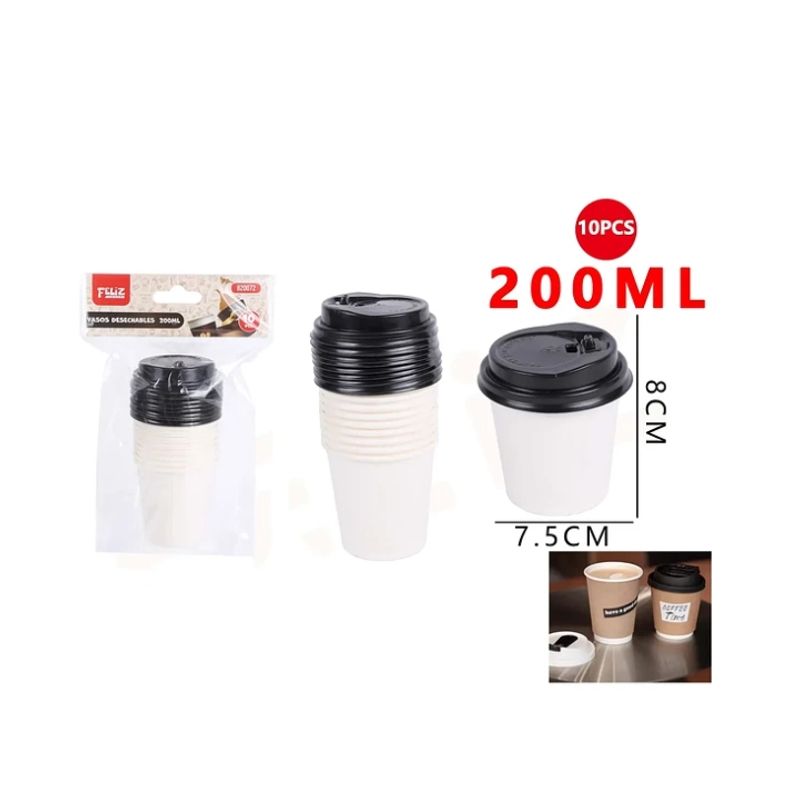 GENERICO - Vaso Descartable Blanco 875Cm 200ML 10Pcs