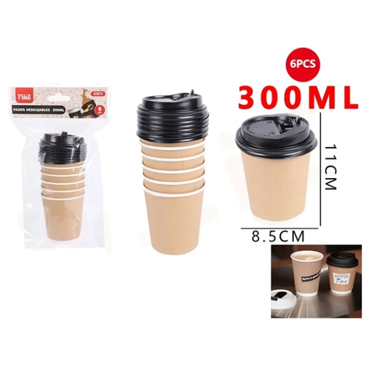 GENERICO - Vaso Descartable Café 1185Cm 300ML