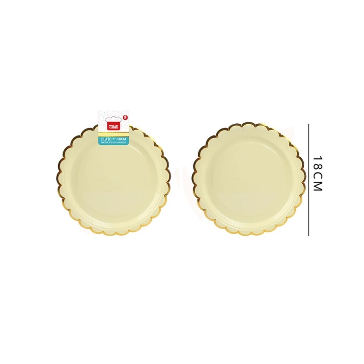 GENERICO - Platos Amarillo Con Detalle Dorado 18Cm 6Pcs