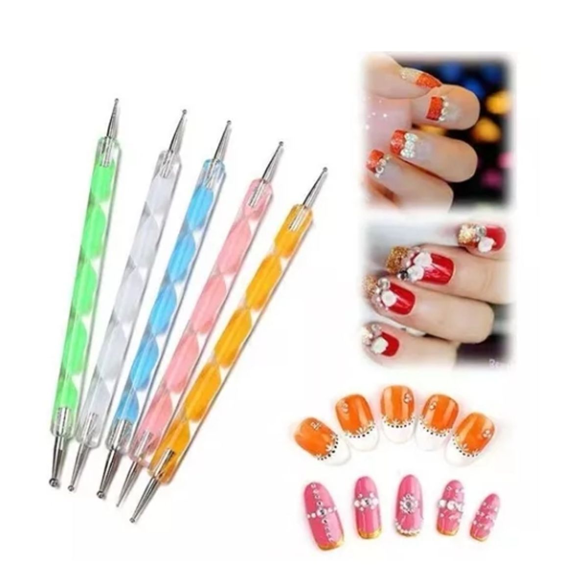 GENERICO - Set De 15 Pinceles + 5 Punteros Dobles Decoracion De Uñas