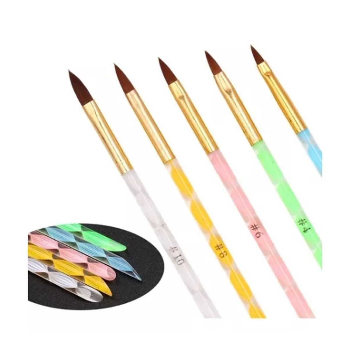 GENERICO - 5 Pcs Pinceles Para Uñas Acrílico Manicure