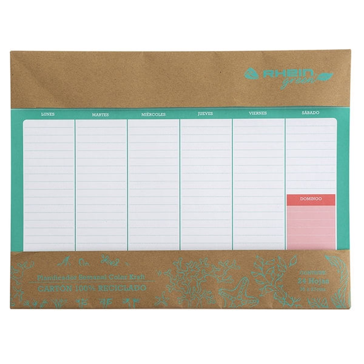 RHEIN - Planner Planificador Semanal De Escritorio 24 hjs Grande