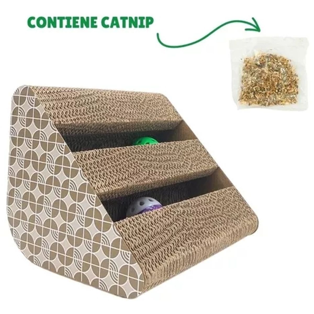 GENERICO - Rascador Para Gato Con Catnip Pelotas Sonajas Juguete Gatos