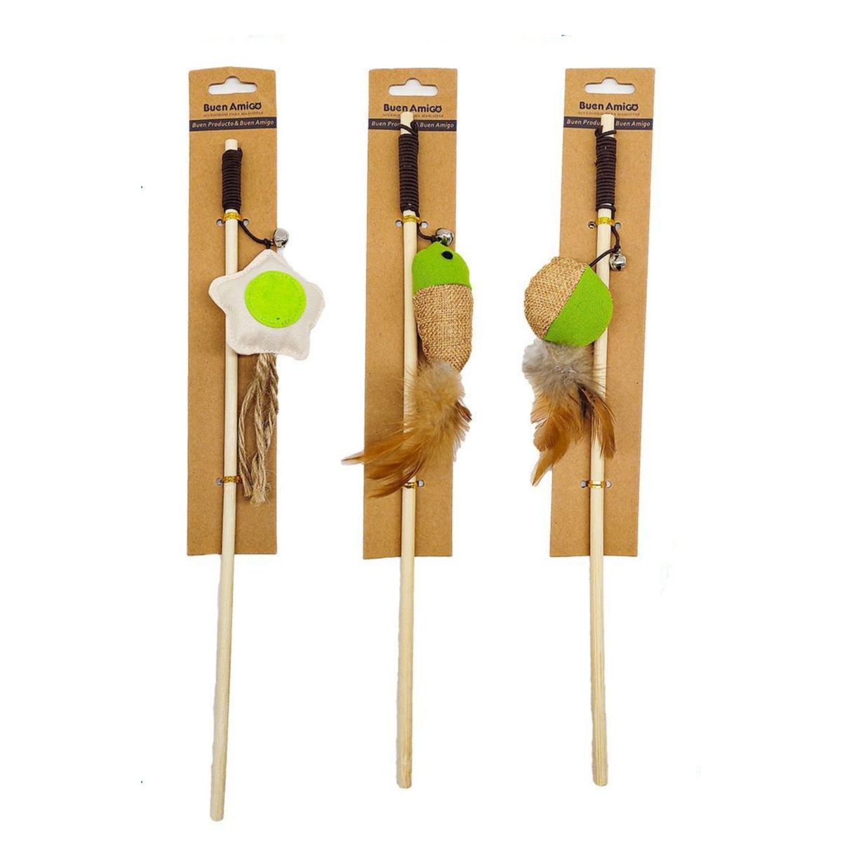 GENERICO - Juguete Para Gato Tira Con Peluche Y Plumas